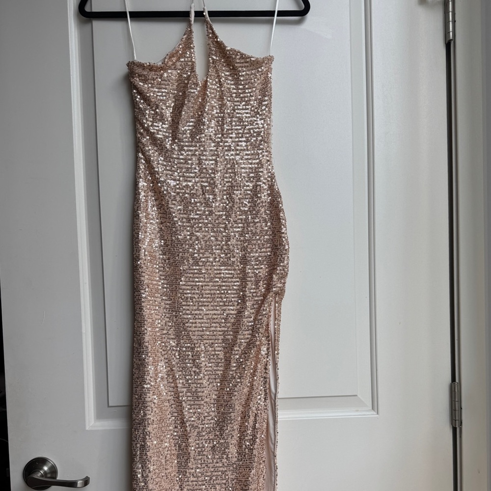 Fashion Nova Champagne Side Slit dress